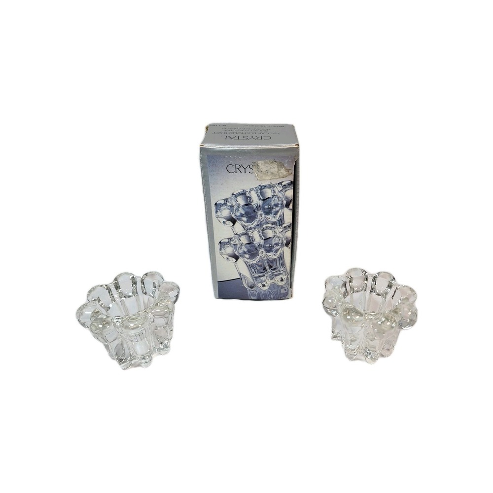Vintage Alco Industries  Crystal 2 Pc Candleholder Set‎ No. 0011